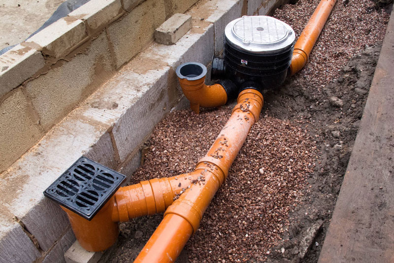 drainage trench with granular backfill