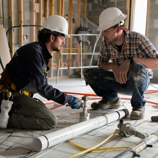plumbers at work stockcake